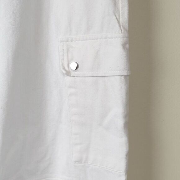Princess Polly White Wide Leg Patch Pockets Denim Pants Size 4 - Picture 6 of 16